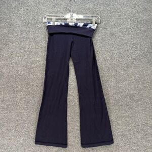 Lululemon Groove Pants Women 2 Blue Tie Dye Foldover Waist Flare Leggings Y2K